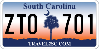 SC license plate ZTO701