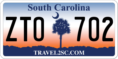 SC license plate ZTO702