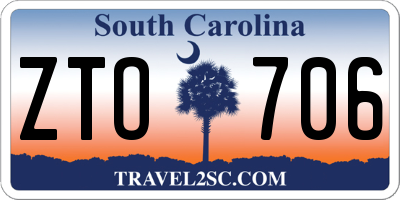 SC license plate ZTO706