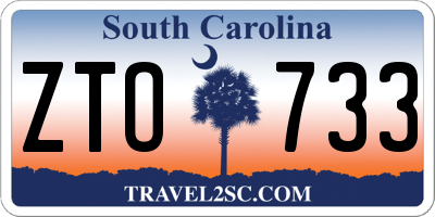 SC license plate ZTO733