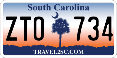 SC license plate ZTO734