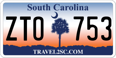 SC license plate ZTO753