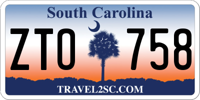 SC license plate ZTO758