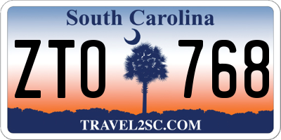 SC license plate ZTO768