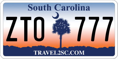 SC license plate ZTO777