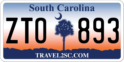SC license plate ZTO893