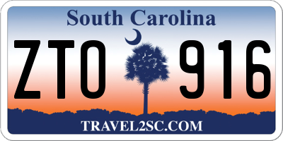 SC license plate ZTO916