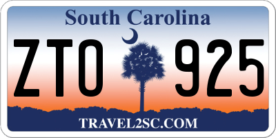 SC license plate ZTO925