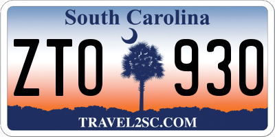 SC license plate ZTO930