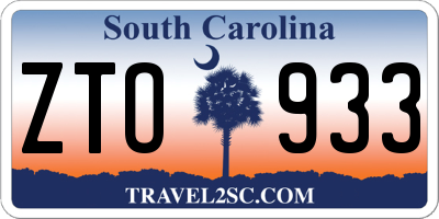 SC license plate ZTO933