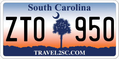 SC license plate ZTO950