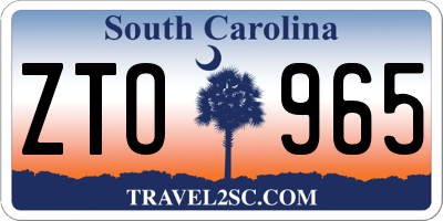 SC license plate ZTO965