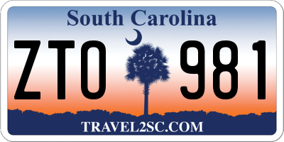 SC license plate ZTO981