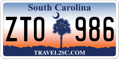 SC license plate ZTO986