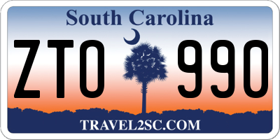 SC license plate ZTO990