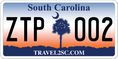 SC license plate ZTP002