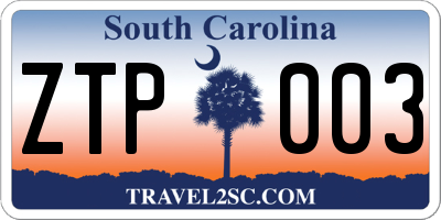 SC license plate ZTP003