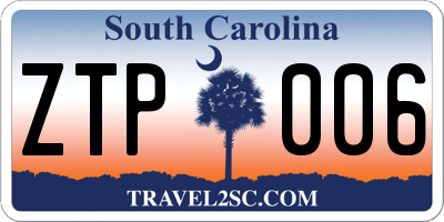 SC license plate ZTP006