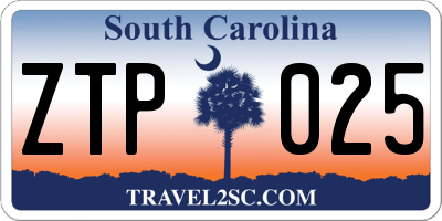 SC license plate ZTP025