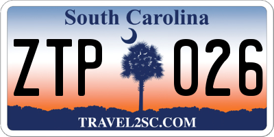 SC license plate ZTP026