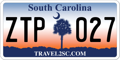 SC license plate ZTP027