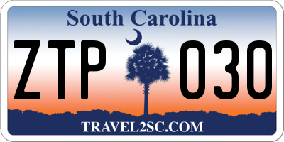 SC license plate ZTP030