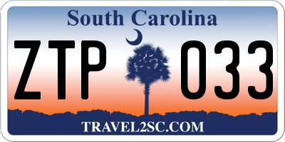 SC license plate ZTP033