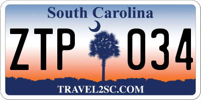 SC license plate ZTP034
