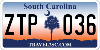 SC license plate ZTP036