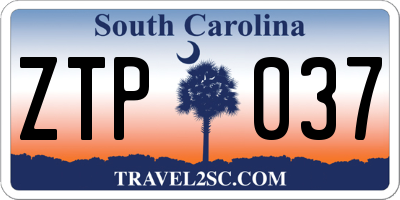 SC license plate ZTP037