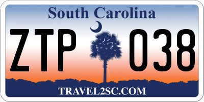 SC license plate ZTP038