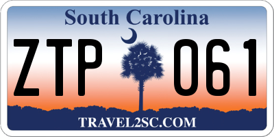 SC license plate ZTP061