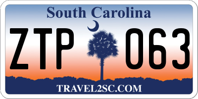 SC license plate ZTP063