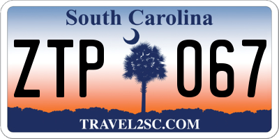 SC license plate ZTP067