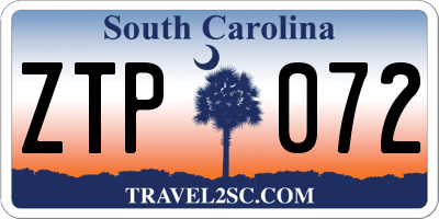 SC license plate ZTP072