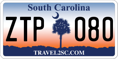 SC license plate ZTP080