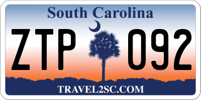 SC license plate ZTP092