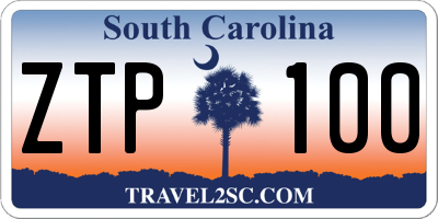 SC license plate ZTP100