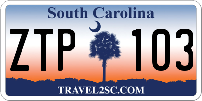 SC license plate ZTP103