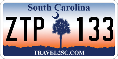 SC license plate ZTP133