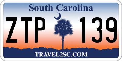 SC license plate ZTP139