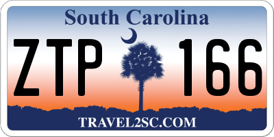SC license plate ZTP166