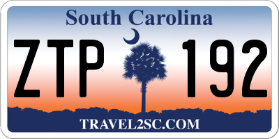 SC license plate ZTP192