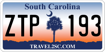 SC license plate ZTP193