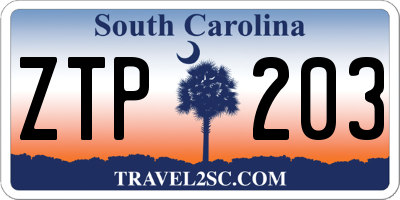 SC license plate ZTP203