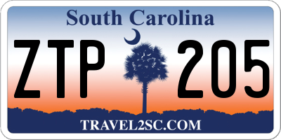 SC license plate ZTP205