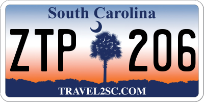SC license plate ZTP206