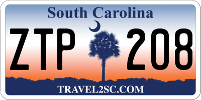 SC license plate ZTP208