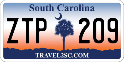 SC license plate ZTP209