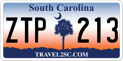 SC license plate ZTP213